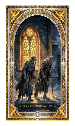 Five of Pentacles tarot card