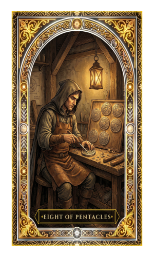 Eight of Pentacles tarot card