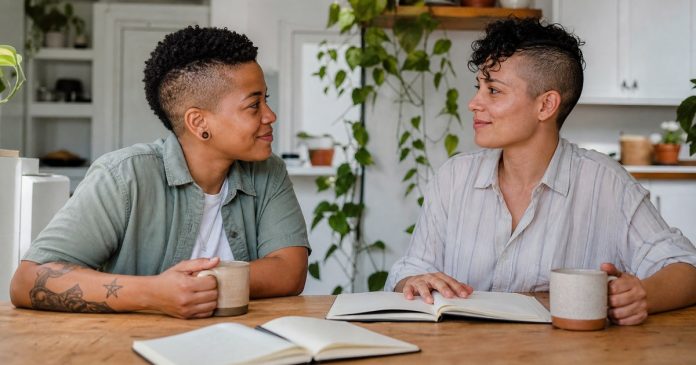 Couple reflecting together with mutual warmth and healthy personal space